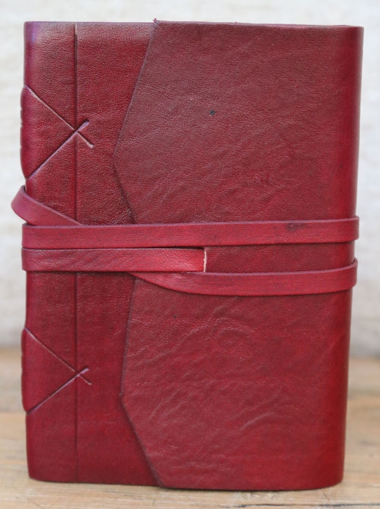 Modena Leren Notitieboek Bordeaux Met Handgeschept Papier