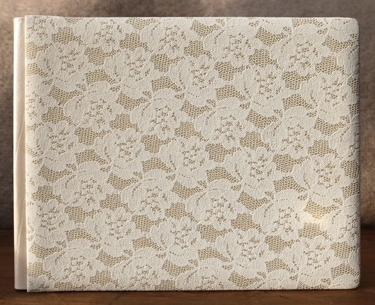 Udine Leren Gastenboek Bruiloft Met Kant Middelgroot